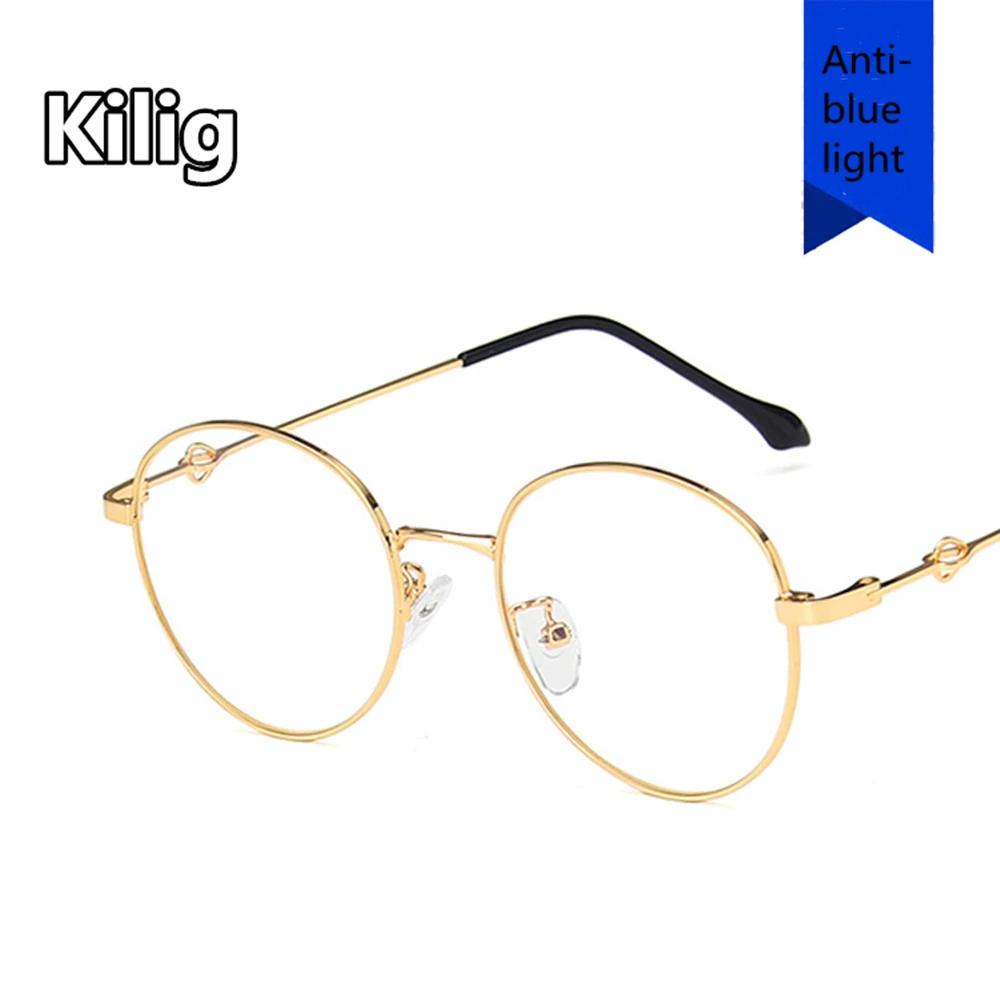Kilig металлический анти-синий светильник, блокирующая оправа для очков, женские компьютерные игровые очки, оптические очки, овальные оправы