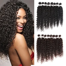 Best Offers SOKU Kinky Curly Synthetic Hair Bundles 8pcs/pack 16"-20" High Temperature Fiber Hair Weaves Sew in hair Extensions