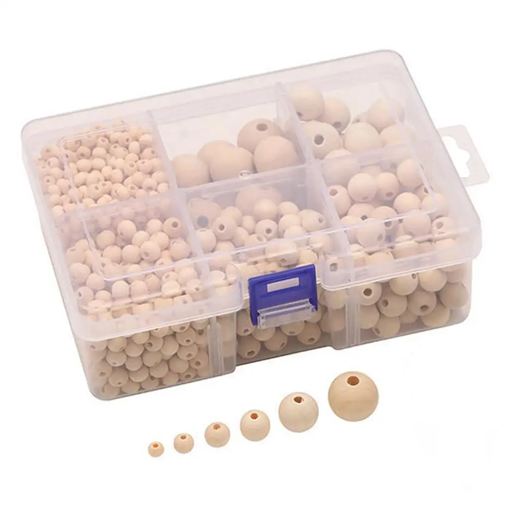 

1150pcs Natural Wooden Beads Loose Bracelet Necklace Making Spacer Charms Ball Bead for Jewelry Making Macrame Farmhouse Decor
