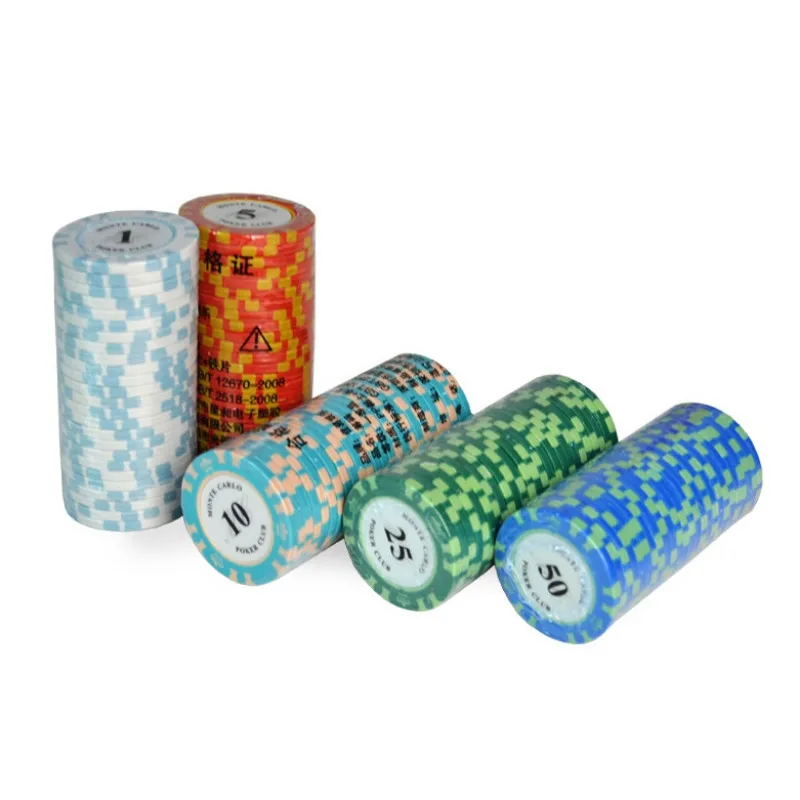 25 шт./компл. Техас фишки для покера глины Материал казино Texas Poker Chip набора металлические монеты Корона Монте Карло фишки для покера клуб аксессуары