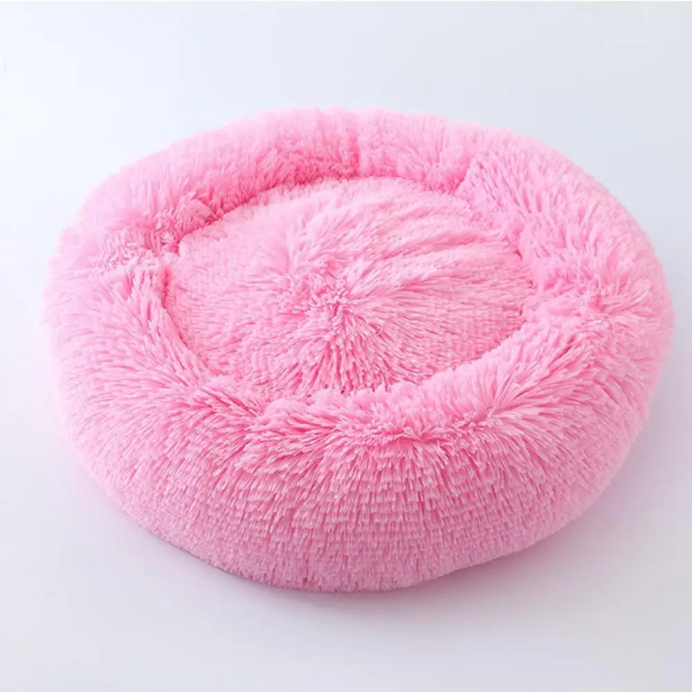 Pink Круглая кровать для собаки кошки зимний теплый спальный лежак коврик для щенка Питомник Кровать для питомца рождественские подарки для дропшиппинг - Цвет: Pink