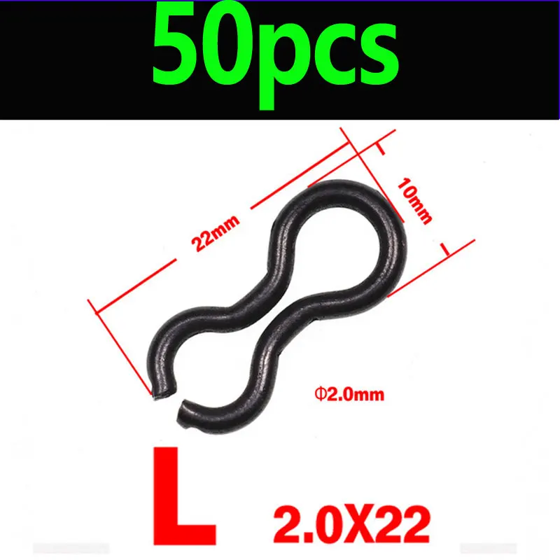 L size 50PCS Black JIGEECARP 50 шт., размеры s, m, l, клеммные снасти для ловли карпа, кольца для ловли карпа, рыболовные снасти для ловли карпа, аксессуары для ловли карпа - Цвет: L size 50PCS Black