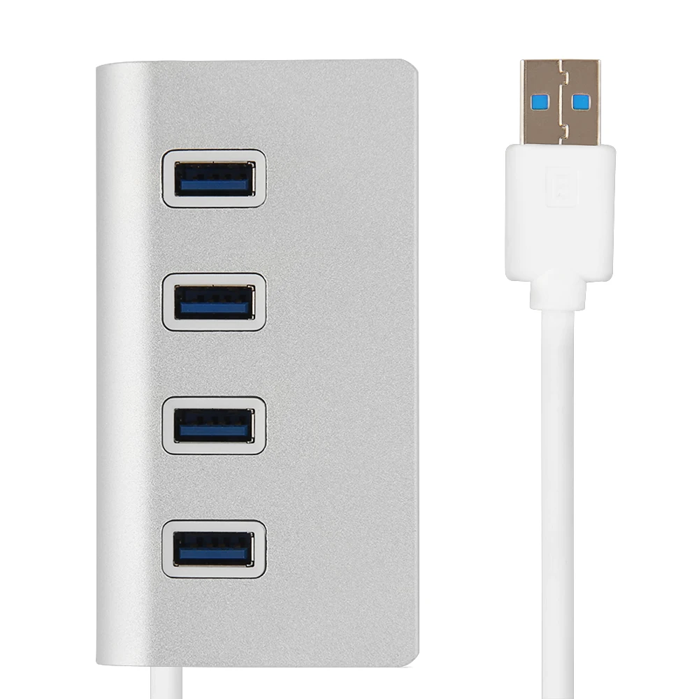 Алюминиевый сплав Серебряный USB3.0 концентратор 5 Гбит/с супер скорость 4 порта USB концентратор портативный DC 5 В зарядный сплиттер для мульти-беспроводная мышь