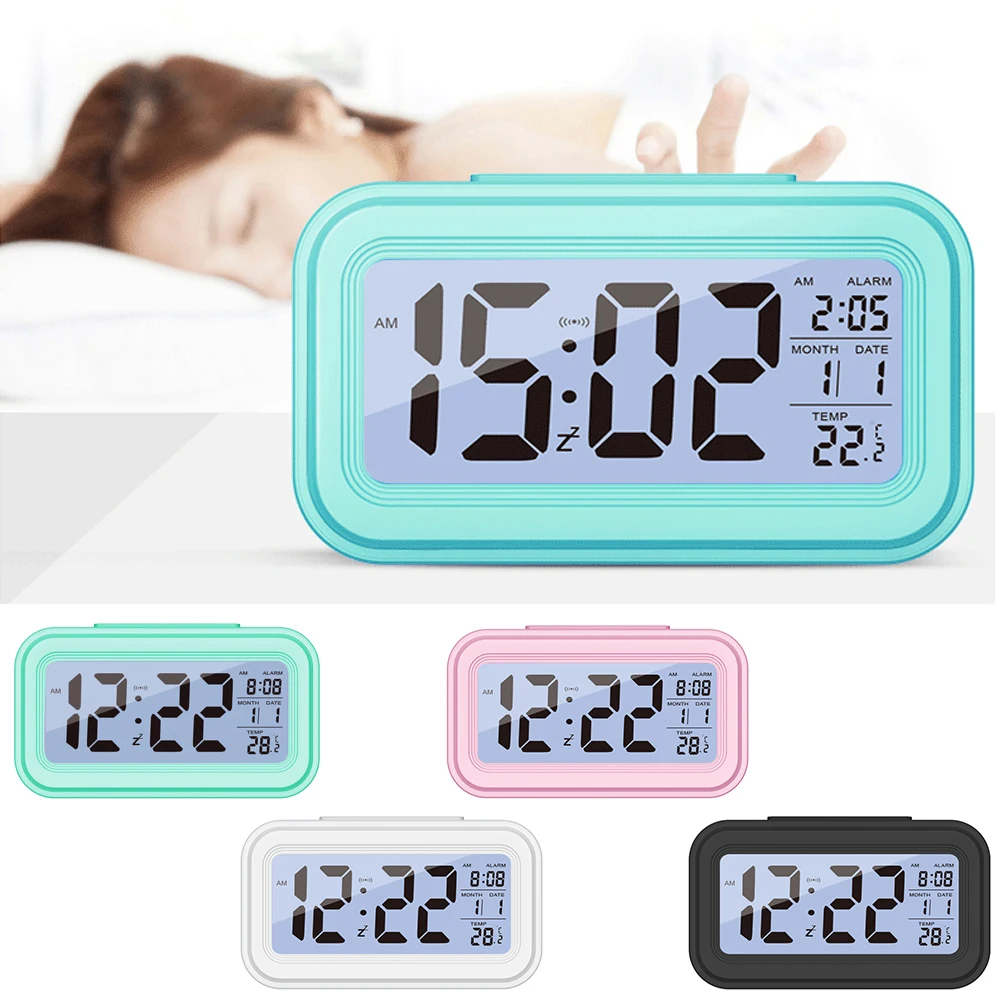 Настольный цифровой светодиодный Будильник, термометр, часы с будильником, электронные настольные часы с календарем, подсветкой, ЖК-дисплеем, домашний офисный таймер