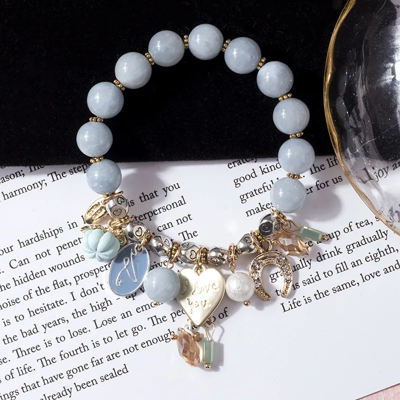 Bracelets Women's Korean-style Simple Cool MORI Series Best Friend Crystal Pendant Bracelet-Style Elegant Versatile Hand Ring Ha