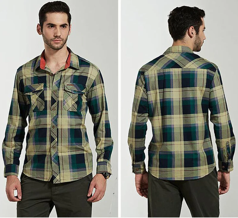 Клетчатая фланелевая Мужская рубашка высокого качества на весну и осень, Повседневная рубашка с длинным рукавом из хлопка, уличная Свободная рубашка Camisa Masculina