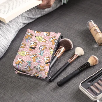 

corgi Cosmetic Bag Print Women Brand makeup bags Cute bag headset candy Cosmetic printing Collection Casual men zipper new Flowe