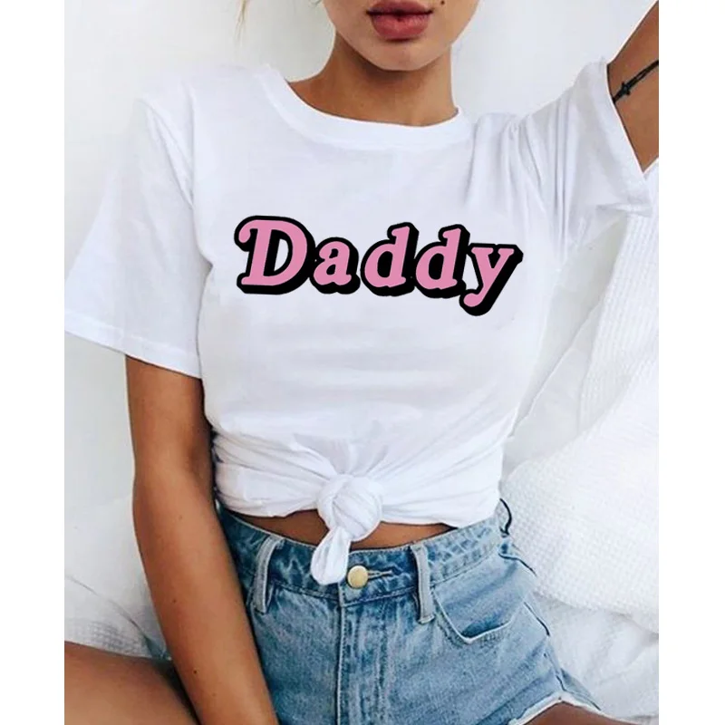 6 Эстетическая женская одежда Yes Daddy модная повседневная футболка с круглым вырезом и коротким рукавом для папы Femme Satan Is My Sugar, топ большого размера - Цвет: 6