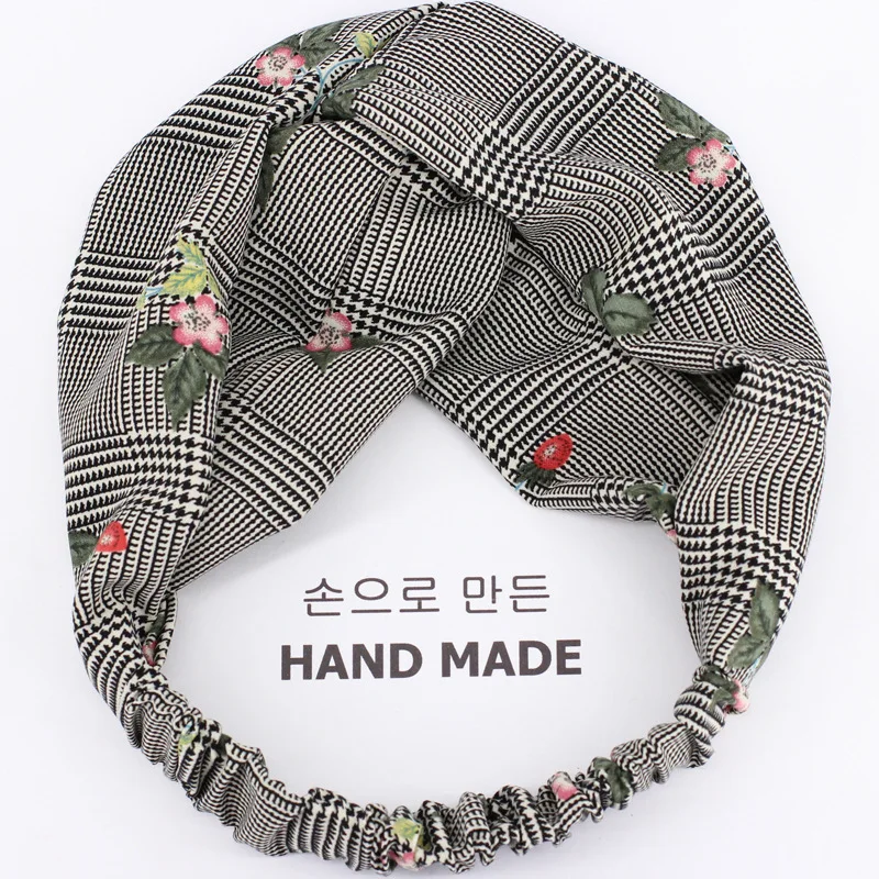 

Xi ge wen Thousands of Birds Knot Hair Bands Floral-Print Literature And Art Elegant Retro Cross Hair Band Korean-style Face Was