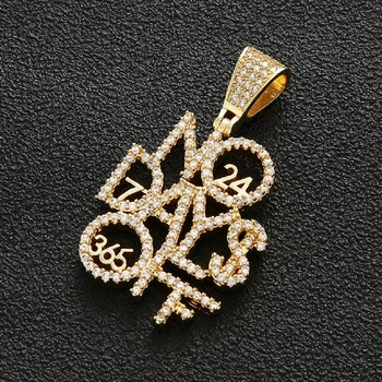 

No Day OFF English Splicing Pendant Hip Hop Time Necklace Micro-inlaid Zircon Copper Christmas Gift lovers