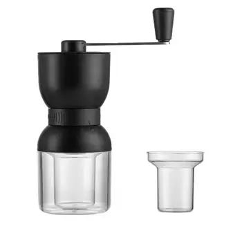 

Manual Coffee Bean Grinder Ceramic Burrs Hand Mill with 2 Containers Adjustable Coarseness Refillable Lids