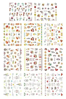 

New arrival +free shipping 12pcs E series nail flower sticker nail art decoration 3d nail rhinestone wholesale cheap nail art