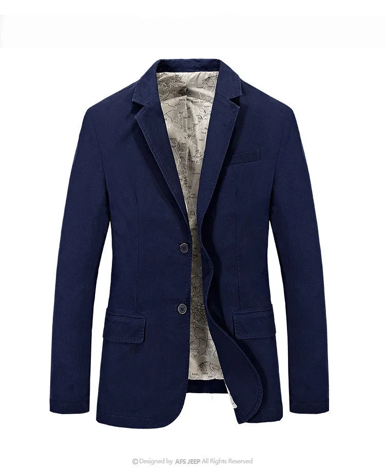 

Mens Suits Blazers New Autumn Men's Casual Suit Large Size Pure Cotton Two-grain Single-breasted Men's Suit Without Slit