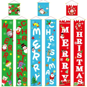 

Christmas Decorations Outdoor Indoor - Merry Christmas Porch Sign Xmas Decorative Banners for Home Wall Door - Red, Green, Blue