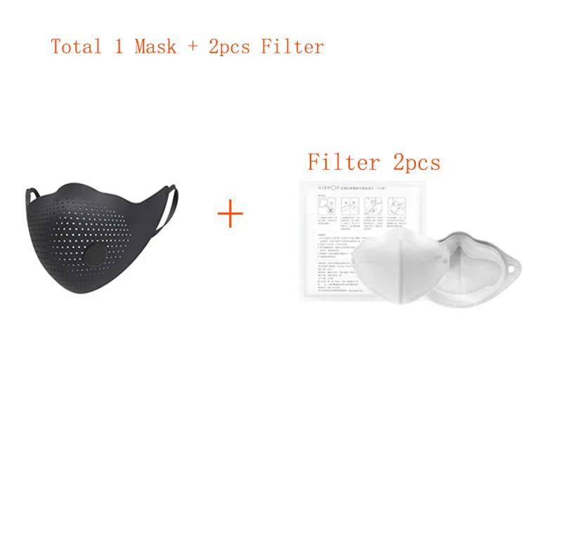 Mask and 2pcs filter Черный цвет Xiaomi AirPOP Air Wear PM2.5 анти-дымка маска для лица Регулируемая ухо висячие удобные маски для лица для мужчин и женщин - Цвет: Mask and 2pcs filter
