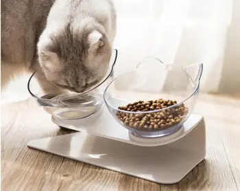 

New Non-slip Cat Bowls Double Pet Bowls With Raised Stand Pet Food and Water Bowls For Cats Dogs Feeders Pet Products Cat Bowl