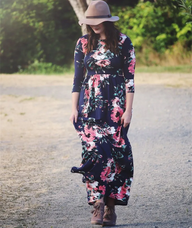 Новое летнее пляжное платье в стиле бохо с цветочным принтом размера плюс, туника, длинное платье макси,, женское пляжное платье с длинным рукавом, XXXL
