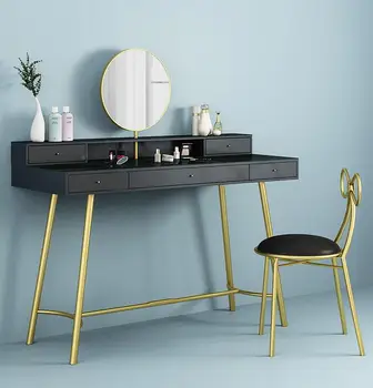 

European style multi-functional iron solid wood dressing table small bedroom art make-up table