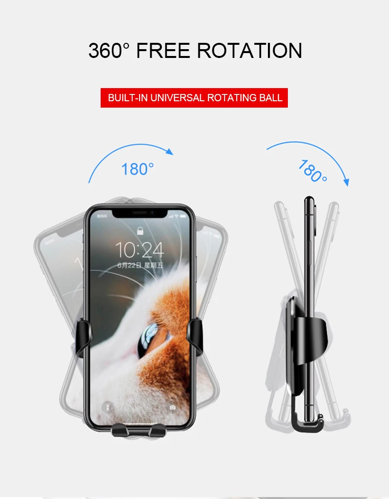 Car Phone Holder Gravity Bracket No Magnetic In Car Air Vent Mount Stand 360 Degree Adjustable Mobile Phone Support For Car Auto