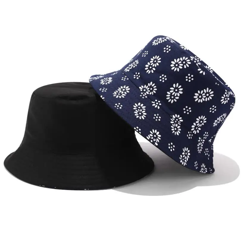 

2019 Two Side Reversible flower Daisy bucket hat for men women fisherman hat panama bob hat summer