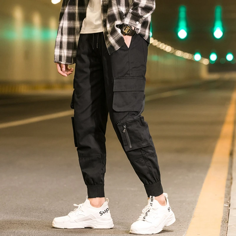 Hong Kong style pants men's autumn new ins youth loose beamed overalls men's Harajuku wild nine points casual pants