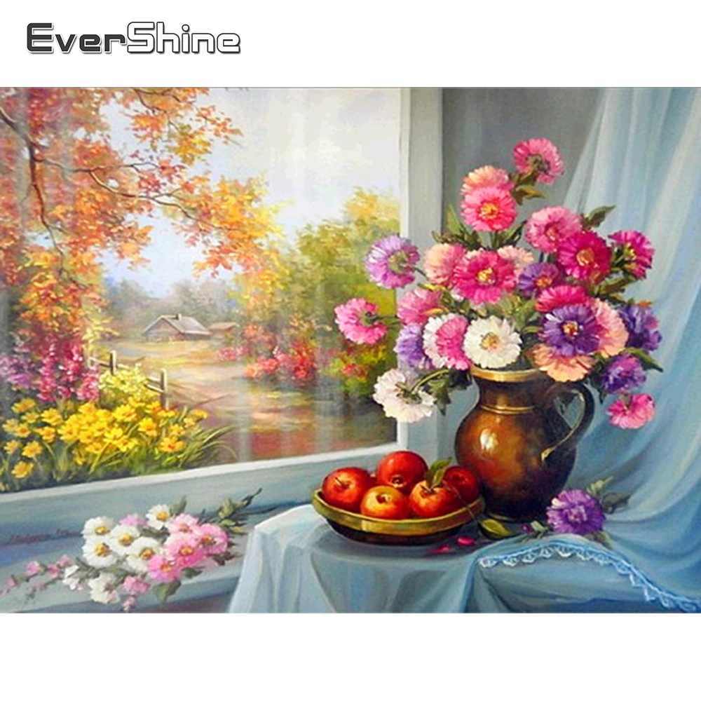 Evershine 5D DIY алмазная вышивка цветы ваза крестиком Алмазная мозаика полный макет