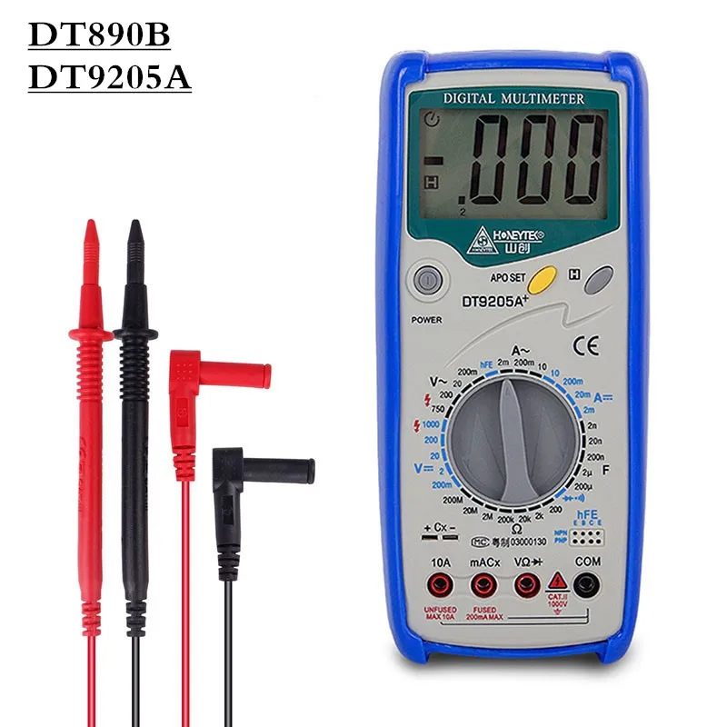 Мини измеритель емкости DT890B DT9205A 2nF~ 200μF Профессиональный цифровой мультиметр для транзистора конденсатор тестер Диод измерение