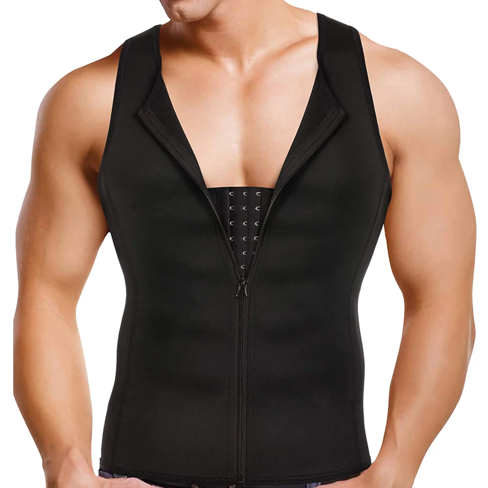 Мужская компрессионная рубашка жилет на молнии нижнее белье для живота