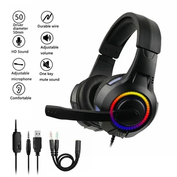 

For PS4 Xbox Nintendo Switch PC 3.5mm Stereo Headphones Mic LED Gaming Headset