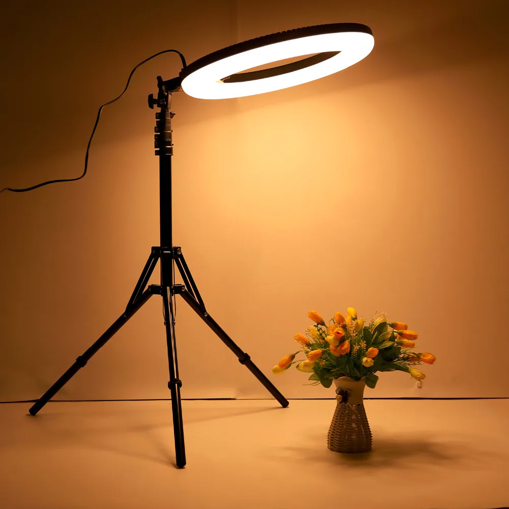 led, anel regulável, com tripé, para vídeo,