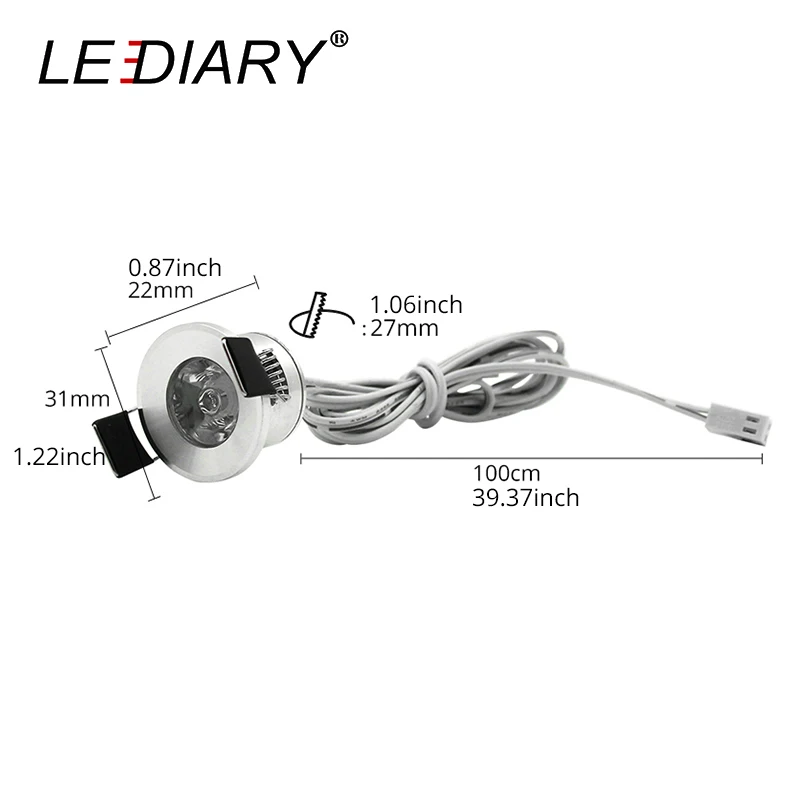 US $28.06 LEDIARY 12V Mini LED Spot Downlights Dimmable Lamp Set Remote Controller Ceiling Recessed 15W 27mm Hole Silvery Cabinet Lights