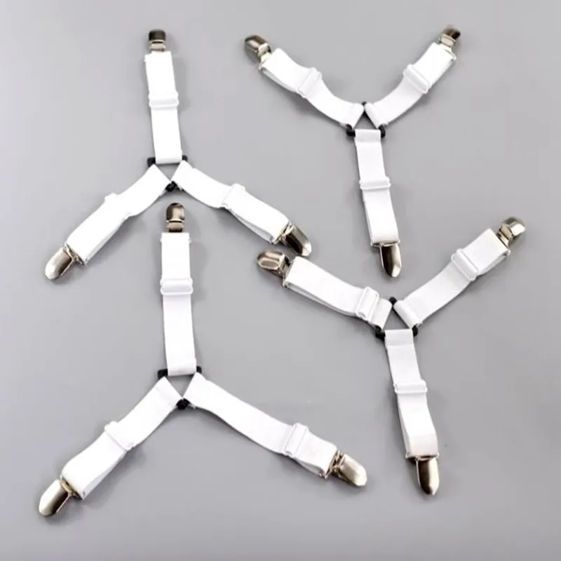 

4pcs / set Bed Sheet Clip Bed sheet Belt Fastener Mattress Elastic Non-slip Clip Blanket Gripper White and Black