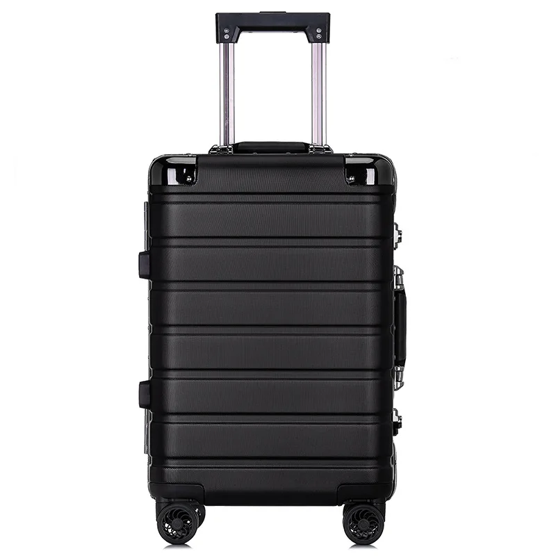 20''24'' inch Aluminium Frame Luggage Hardside Rolling Trolley Luggage Suitcase 20 Cabin Carry on Luggage 24 Checked Luggage - Цвет: Black