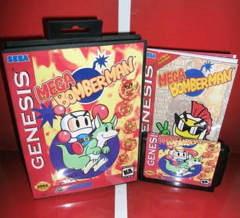 

MD games card - Mega Bomber Man US Cover with Box and Manual For Sega Megadrive Genesis Video Game Console 16 bit MD card