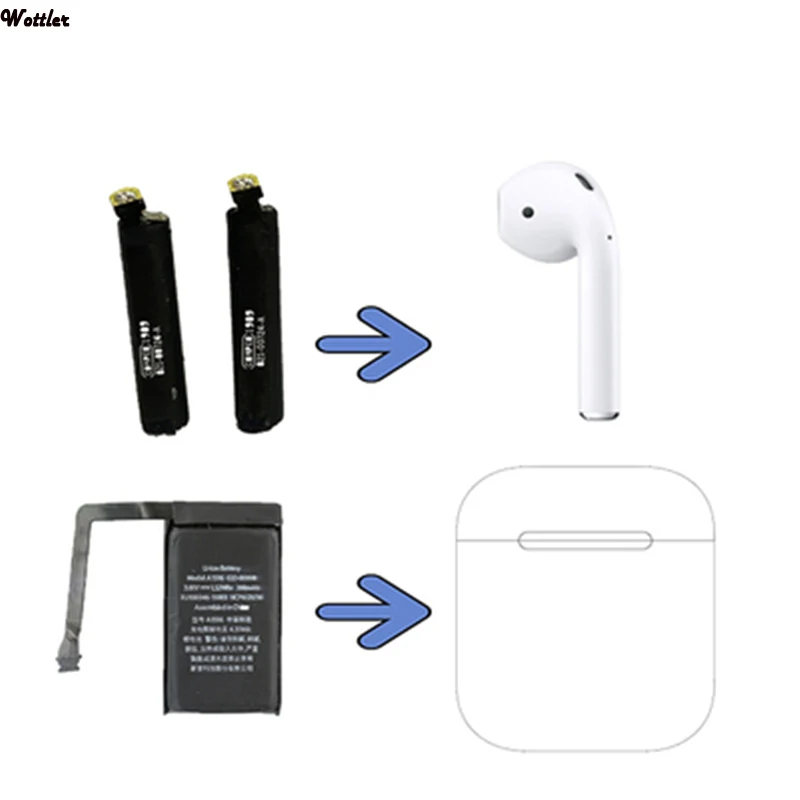 Аккумулятор GOKY93mWhA1604 для Air pods 1-го 2-го A1604 A1523 A1722 A2032 A2031 Pods1 AirPods 2 25 мАч | Электроника