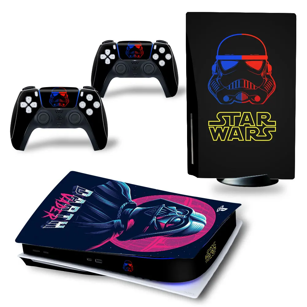 Darth Vader Iron Man PS5 Disk Skin Sticker Decal Cover for PlayStation 5 Console and 2 Controllers PS5 Disk Skin Sticker Vinyl 