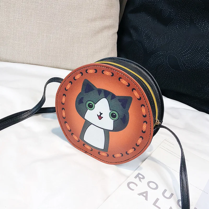 

Small round Bag 2019 Trend New Style Cartoon yin hua pu Women's Casual Shoulder Oblique Bag WOMEN'S Fashion Handbag