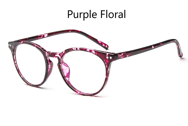Purple Floral Новые модные женские очки, оправа для мужчин, черная оправа для очков, винтажные круглые прозрачные линзы, очки, оптическая оправа для очков - Цвет оправы: Purple Floral