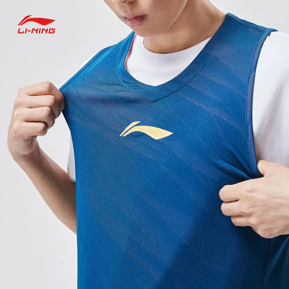 Li-Ning мужской жилет CBA для соревнований по баскетболу, двусторонний полиэстер, обычная посадка, Спортивная майка без рукавов, AAYP311 MBS093