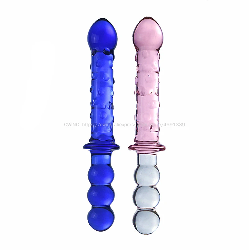Стекло прозрачный секс-игрушка для женщин Фалло-имитатор с двумя головками Пенис с круглых бусин