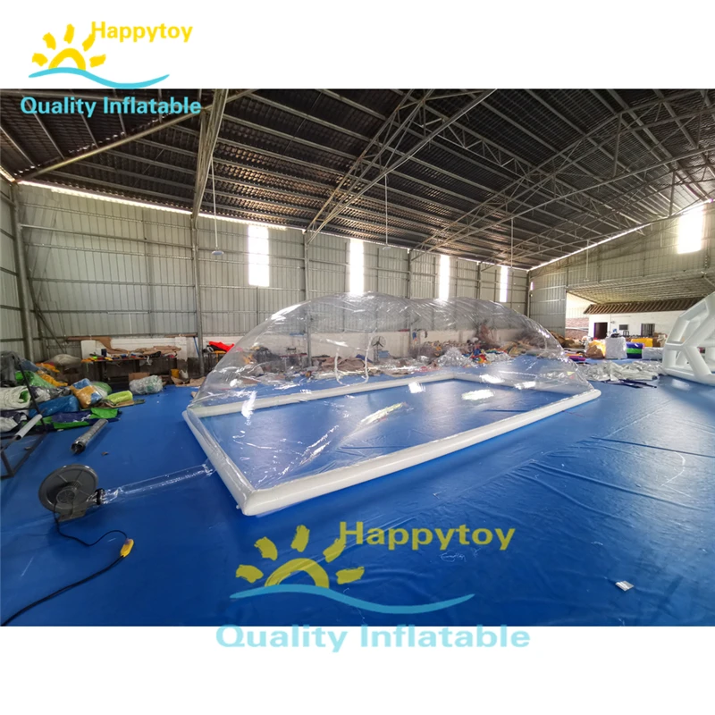  Outdoor blow up pool tent withstand wind keep warm pvc transparent inflatable swimming pool dome te