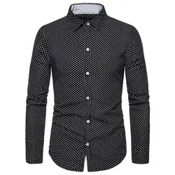 SFIT рубашка мужская 2019 с длинным рукавом мужская рубашка в горошек Повседневная Высококачественная Мужская рубашка в деловом стиле