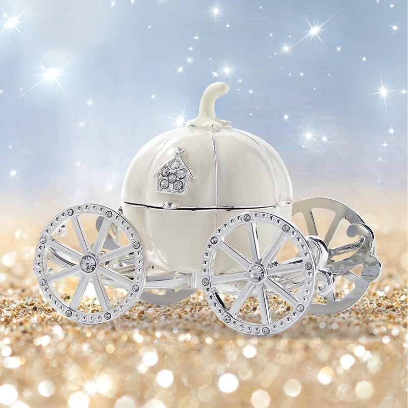 LASODY Glass Crystal Box Cinderella Pumpkin Carriage Jewelry Display Appliance Wedding Gift for Friends Home Decoration