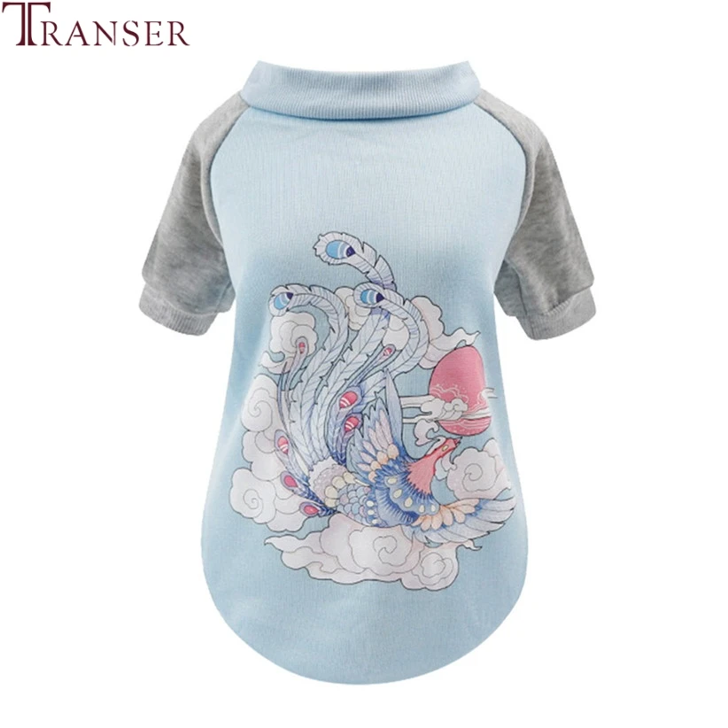 Transer Одежда для собак с круглым вырезом и мультяшным принтом футболка с короткими рукавами одежда с принтом совы, овцы, птицы, зима-осень 9917