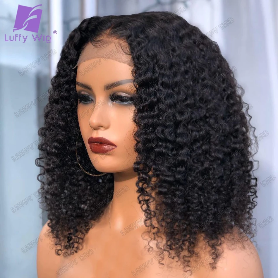 Curly 5x5 PU Silk Base Lace Front Human Hair Wigs Pre Plucked Scalp Top Wig Remy Brazilian For Women Luffywig | Шиньоны и парики