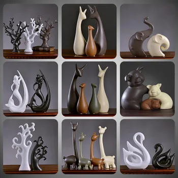 

MODERN CERAMIC ANIMAL FIGURINES CRAFTS SWAN DEER ORNAMENTS HOME LIVINGROOM FURNISHING DECOARTION OFFICE DESKTOP ACCESSORIES ART