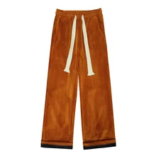 

SYUHGFA 2022 Winter Velvet Thick Corduroy Pants Men Fashion Wide-leg Pants Men Streetwear Loose Straight Pants Mens Trousers