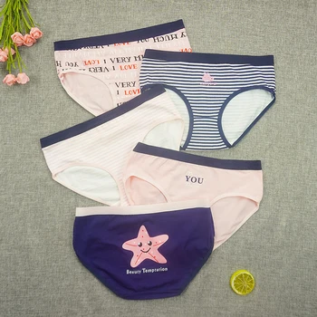 

Cotton Panties Underwear Women Japanese Cartoon Briefs Kawaii Sexy Plus Size Panty Stripe Low Rise Underpants Clearance