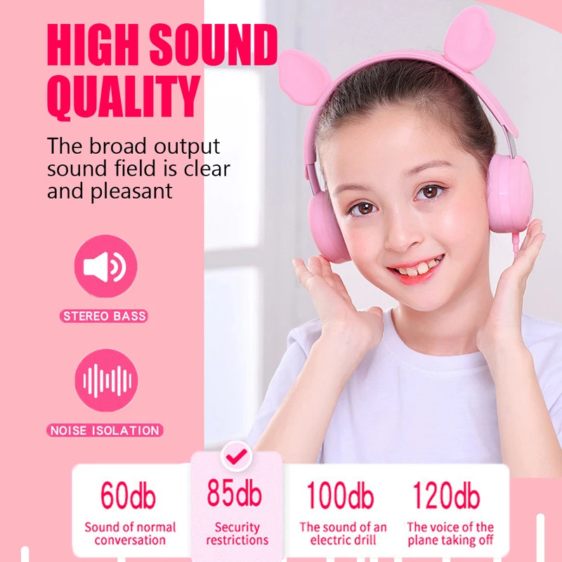 Cute Kids Wired Headphone 3 5mm Music Stereo Earphone 85db Volume Limited Headset for Girls Birthday Gifts