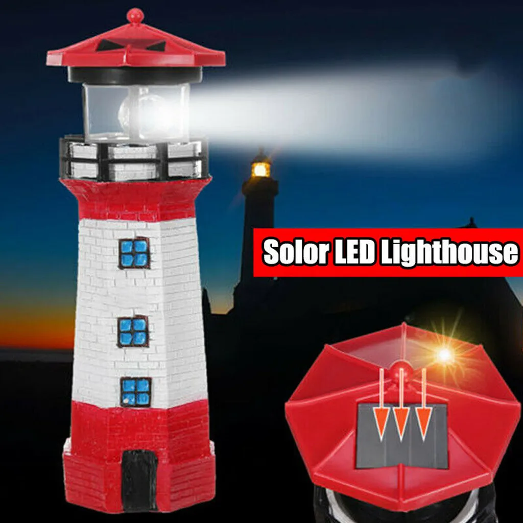 

Solar light Solar Powered Lighthouse LED Light Lantern Ornament Garden Sculpture Yard Lawn beautiful figurines porch, lawn light